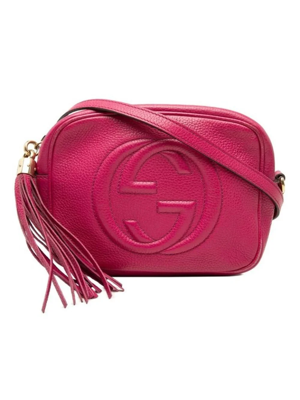 Gucci Interlocking G Soho Crossbody Shoulder Bag Pink Leather